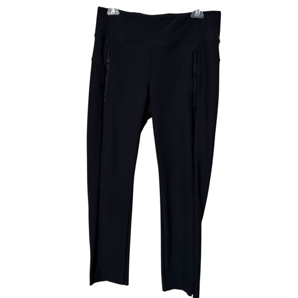 Athleta Black High Rise Perforated Leggings | Size M | Zip Pockets & Ankle Zip - Picture 2 of 6